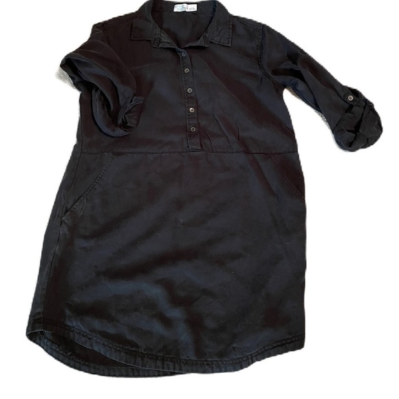 Time and Tru black Tencel dress tunic with tabbed sleeves and pockets - Picture 1 of 9